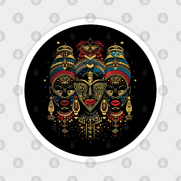 Modern African Masks, African Art Magnet by UrbanLifeApparel